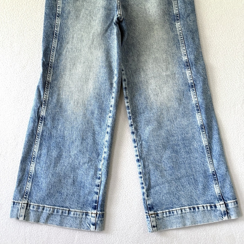 Pilcro Anthropolgie Jeans Womens‎ 28 Wide Leg Ankle Crop Denim Back Zip Fade - Picture 3 of 13